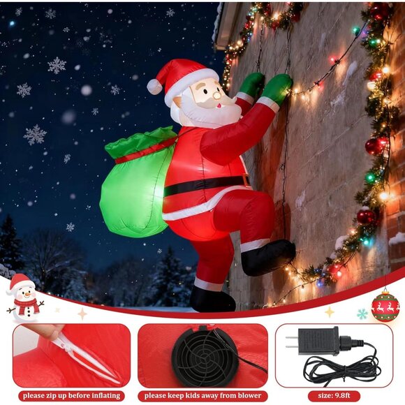 🆕4FT Christmas Inflatable Santa Claus Gift Bag Window Roof Outdoor Decoration - Picture 9 of 9